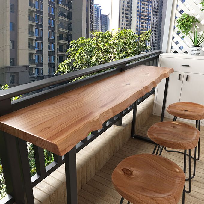 Brown Modern Style Specialty Table in Solid Wood and Metal Coffee Shop Bar Table Clearhalo 'Bar Furniture' 'Bar Tables' 'bar_tables' 'furn' 'furn_bar_tables' 'Furniture' 'furniture_bar_tables' 'Kitchen & Dining Furniture' 1200x1200_7986ac9f-5b2a-4209-b3a4-7b6a434b293b