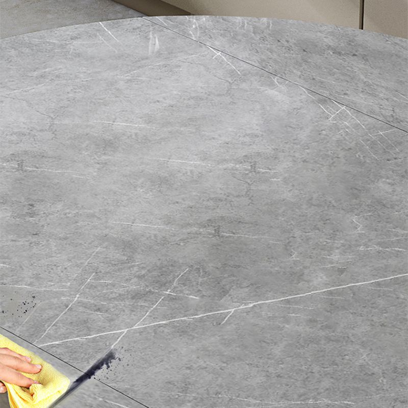 Contemporary Style Stone Dining Table Round Drop-Leaf Table with 4-foot