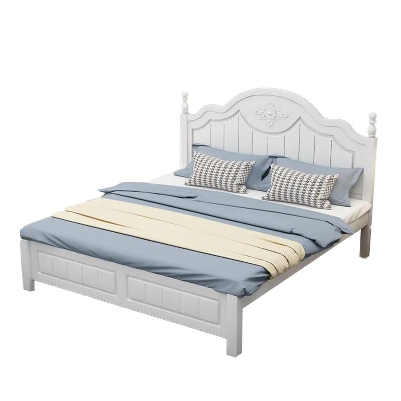 Victorian White Standard Bed Solid Wood Bed Frame with Custom Legs