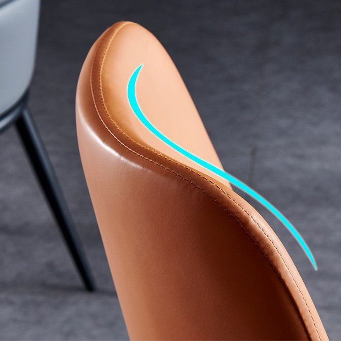 Chaise latéral à dos intérieure en métal contemporain en métal solide à dos solide