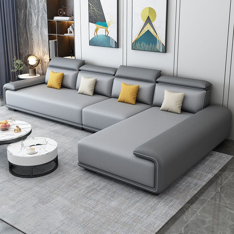 30.3"H Modern Faux Leather Square Arm Sofa & Chaise for Living Room Clearhalo 'furn' 'furn_sectionals' 'Furniture' 'Living Room Furniture' 'Sectionals' 1200x1200_798c5d94-f0c1-46c3-a960-ea65fd54d0dc