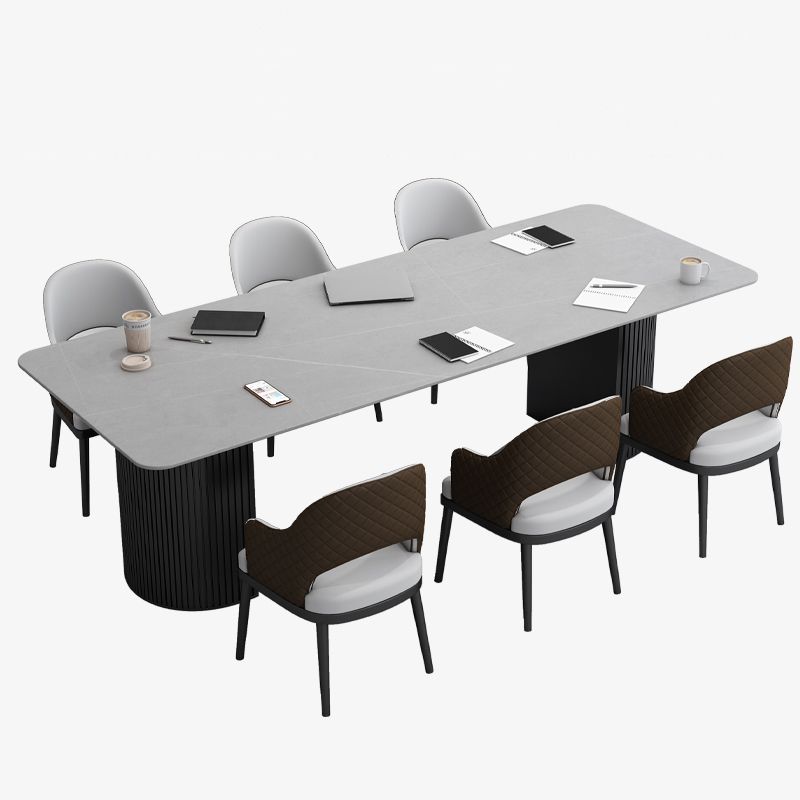 Table de bureau moderne de forme rectangulaire Bureau d'écriture en pierre en blanc / noir