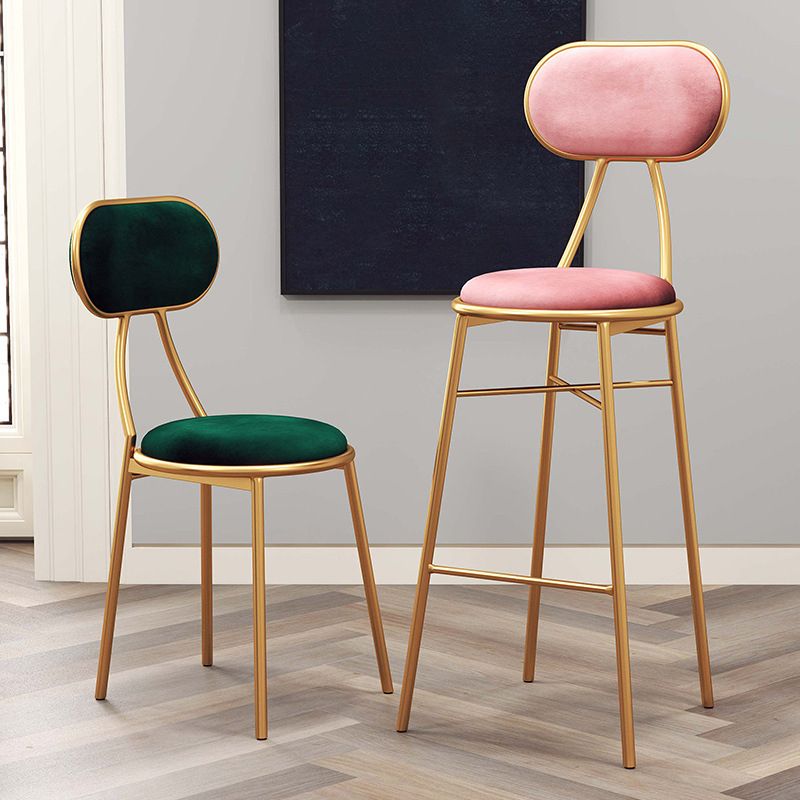 Nordic Low Back Bar-stool Round Seat Counter Bar Stool with Metal Legs Clearhalo 'Bar Furniture' 'Bar Stools' 'bar_stools' 'furn' 'furn_bar_stools' 'Furniture' 'Kitchen & Dining Furniture' 1200x1200_798e19d9-a6e8-44f4-8c13-1abc5194b3ea