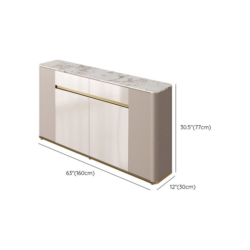 White Stone Top Sideboard Engineered Wood Side Board for Kitchen Use Clearhalo 'buffet_sideboard' 'Buffets & Sideboards' 'furn' 'furn_buffet_sideboard' 'Furniture' 'Kitchen & Dining Furniture' 1200x1200_798e728a-f99a-4f04-8365-3a95e6b7ee57