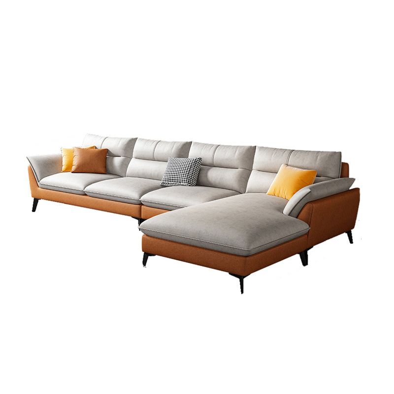 Faux Leather 34.64 " H Flared Arm Sofa & Chaise for Living Room Clearhalo 'furn' 'furn_sectionals' 'Furniture' 'Living Room Furniture' 'Sectionals' 1200x1200_798fc702-66d5-47e8-afff-fb990af3f90e