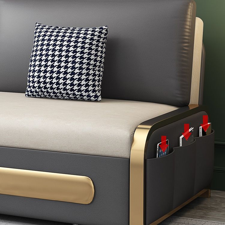 Contemporary 35.43" H Faux Leather Armless Sofa Bed For Living Room Clearhalo 'furn' 'furn_sofas' 'Furniture' 'Living Room Furniture' 'Sofa' 'sofas' 1200x1200_798fe790-b20a-4988-b19c-96a061e30ba9