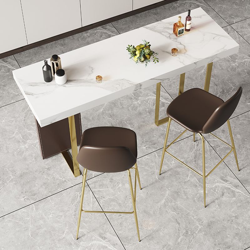 1/2/3 Pieces White Bar Set Glam Stone Top Pub Table with Brown Upholstered Stools Clearhalo 'Bar Furniture' 'furn' 'furn_home_bar_bar_sets' 'Furniture' 'Home Bars & Bar Sets' 'home_bar_bar_sets' 'Kitchen & Dining Furniture' 1200x1200_79910345-f0a4-4657-b0f5-d618a5759707