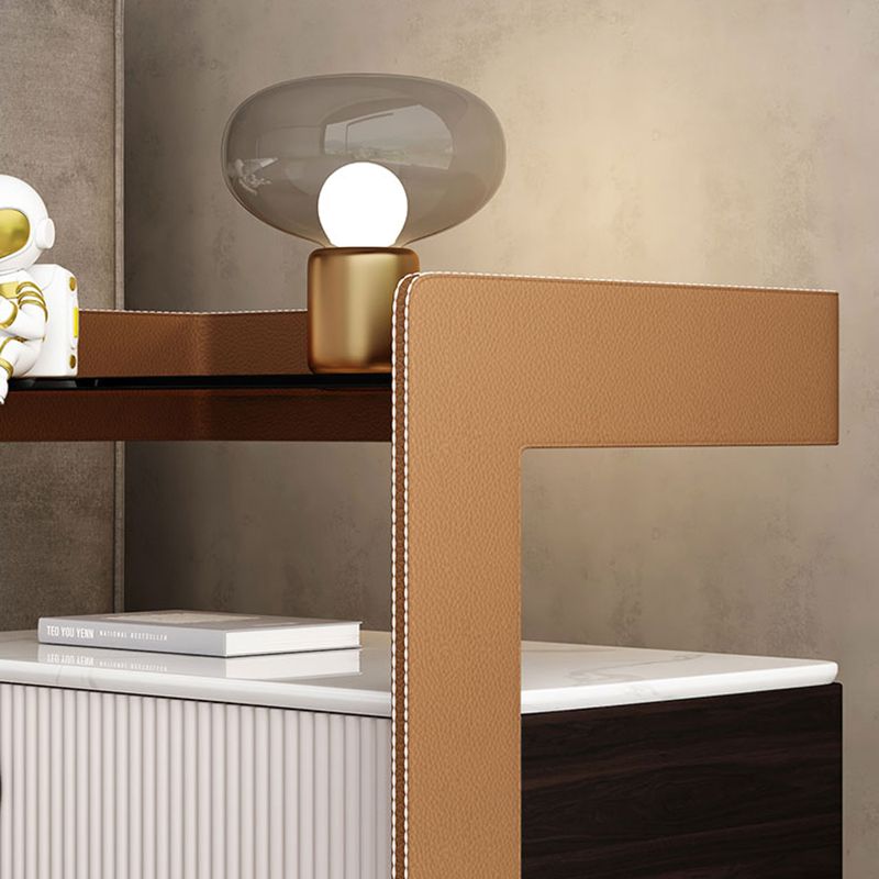 Wood Night Stand 18.9" Tall 1 - Drawer Nightstand with Tempered Glass Top Clearhalo 'Bedroom Furniture' 'furn' 'furn_night_stand' 'Furniture' 'night_stand' 'Nightstands' 1200x1200_79932ac4-06bb-44a0-b2be-d422ca35c010