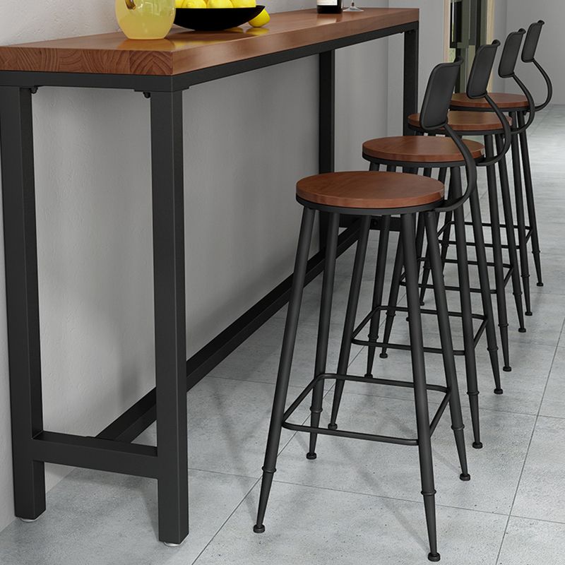 Industrial Low Back Counter & Bar Stool in Black and Brown for Restaurant Clearhalo 'Bar Furniture' 'Bar Stools' 'bar_stools' 'furn' 'furn_bar_stools' 'Furniture' 'Kitchen & Dining Furniture' 1200x1200_799395b1-f2c5-4173-9ea2-8f4fe8ad15e2