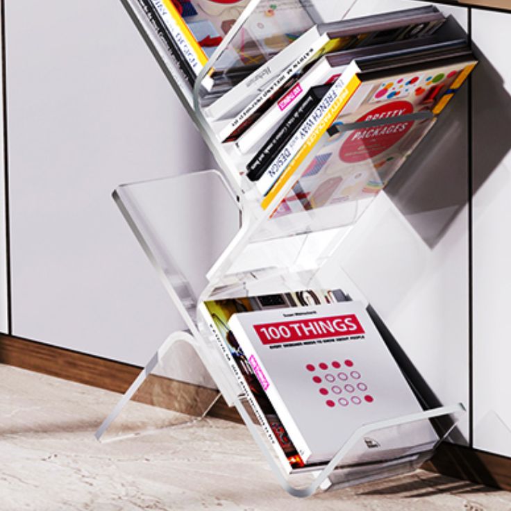 Acrylic Open Back Bookcase Standard Scandinavian Bookshelf with Shelves Clearhalo 'Bookcases' 'furn' 'furn_bookcases' 'Furniture' 'Office Furniture' 1200x1200_7993f6cd-dd0c-4821-8bf1-8da3b09292f9