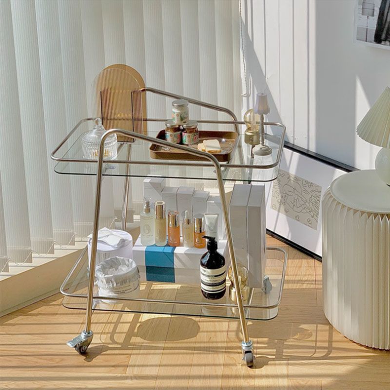 Vidrio modernista con mesa rectangular de la sala de estar de doble nivel rectangular