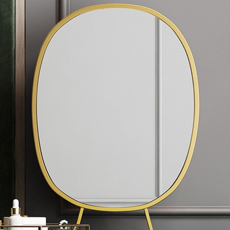 Genuine Leather Vanity Table Set Glam 30. 7" H Makeup Dressing Table with 3 Drawers