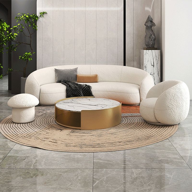 Contemporary Curved Wool Sofa Sloped Armed Sofa in White of 27.56" H Clearhalo 'furn' 'furn_sofas' 'Furniture' 'Living Room Furniture' 'Sofa' 'sofas' 1200x1200_79964544-85cb-4ae2-ae71-deb02a522332