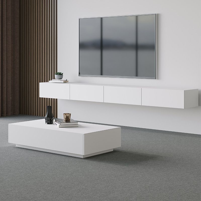 Modernismus schwimmender Eckfernsehständer, Holzfernseher in Weiß mit Lagerung