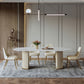 Mesa de comedor de lujo de forma ovalada Tono blanco con piedra sinterizada