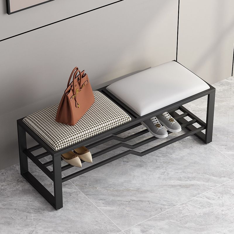 Rectangle Shoe Storage Entryway Bench Cushioned Metal Seating Bench Clearhalo 'Benches' 'Chairs & Seating' 'furn' 'furn_benches' 'Furniture' 'Living Room Furniture' 1200x1200_7997c95d-1d8e-4e97-bd33-4dcfee8625ce