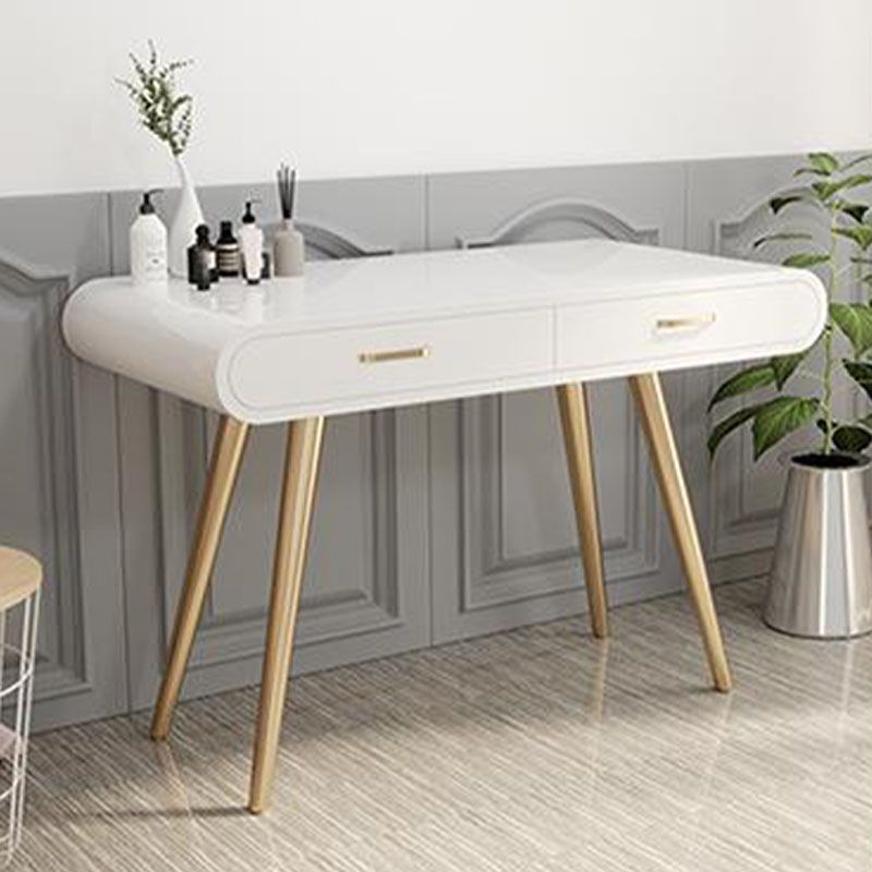 Glam Makeup Counter with 2 Drawers in White Vanity Table for Bedroom Clearhalo 'Bedroom Furniture' 'furn' 'furn_makeup_vanities' 'Furniture' 'Makeup Vanities' 'makeup_vanities' 1200x1200_7999aa55-8d75-4096-8a62-abe9996a771f