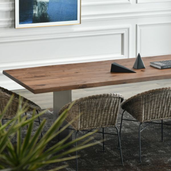 Rectangle Wood Color Dining Table Pine Solid Wood Table Luxury with Double Pedestal Clearhalo ' dining_table' 'Dining Tables & Seating' 'Dining Tables' 'furn' 'furn_dining_table' 'Furniture' 'furniture_dining_table' 'Kitchen & Dining Furniture' 'kitchen&dining_furn' 'kitchen' 'kitchen_dining_table' 1200x1200_799a3c46-5eb5-40b1-bafd-878affefeb38