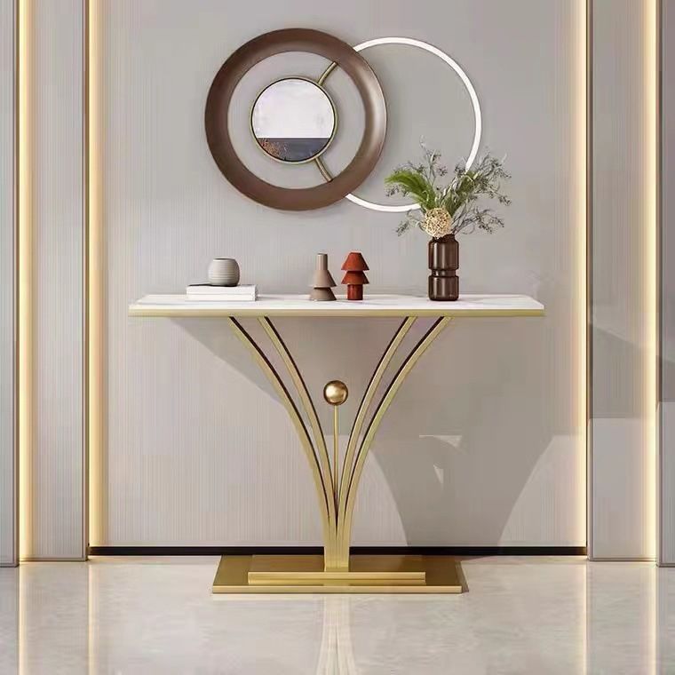 Mesa de sofá de la consola de piedra contemporánea Mesa de metal rectangular para el pasillo