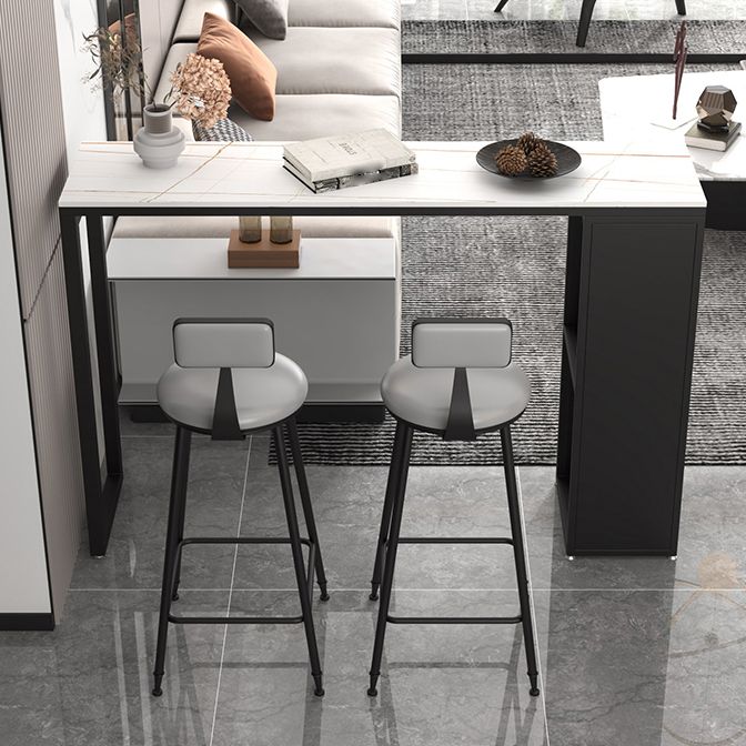 Industrial Iron Bar Table Faux Marble Rectangle Top 41.3"H Bistro Table with Storage Clearhalo 'Bar Furniture' 'Bar Tables' 'bar_tables' 'furn' 'furn_bar_tables' 'Furniture' 'furniture_bar_tables' 'Kitchen & Dining Furniture' 1200x1200_799aad8e-cc64-4451-b1b8-4c98e02fac8e