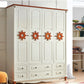 Hinged Wooden Wardrobe Cabinet with Legs Coastal Wardrobe Armoire