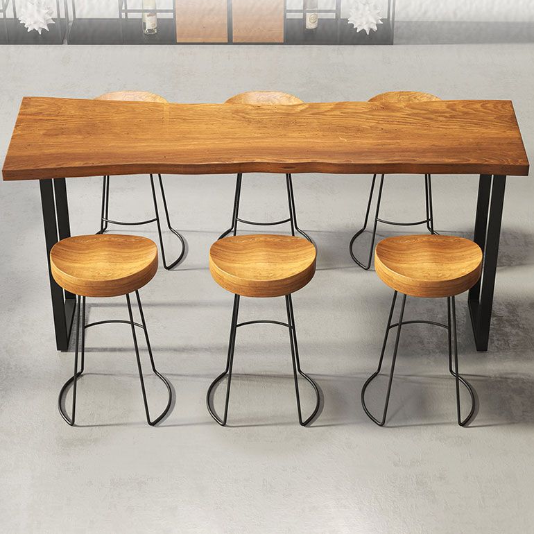 Tavolo da pub rettangolare top in legno pino tavolo da bar moderno con doppio piedistallo in nero