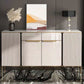 Porte di vetro in pietra di credenza in stile glam Credenza a buffet con armadi e cassetti