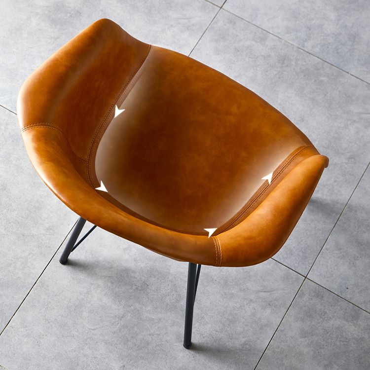 Leather Dining Arm Chair Solid Back Dining Armchairs with Black Metal Legs Clearhalo ' kitchen&dining_furn' 'Dining Chairs' 'Dining Tables & Seating' 'dining_chair' 'Furniture' 'furniture_dining_chair' 'Kitchen & Dining Furniture' 'kitchen' 1200x1200_79a08fcb-3a60-4f25-adf7-74a36ae20d13