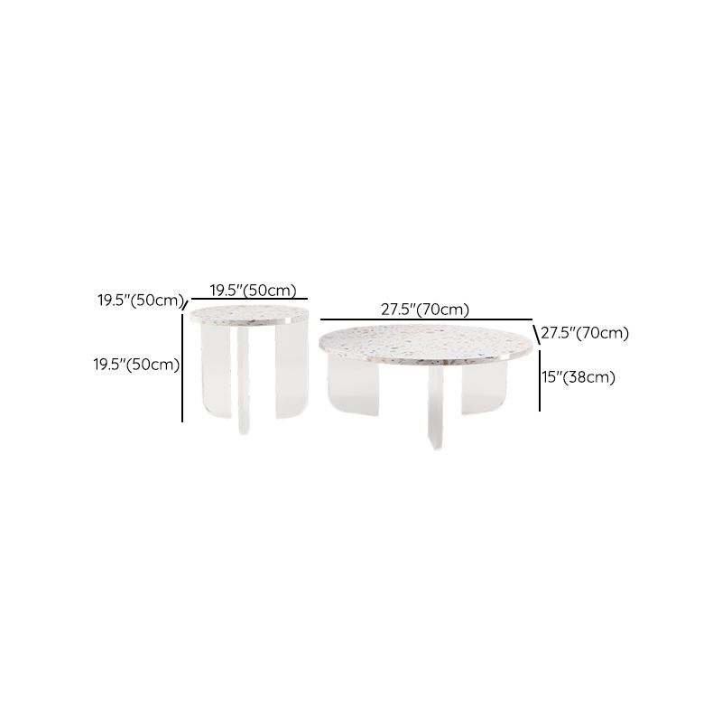 Round Terrazzo Coffee Cocktail Table Set with Acrylic/Ash Legs Clearhalo 'Coffee & Accent Tables' 'Coffee Tables' 'coffee_tables' 'furn' 'furn_coffee_tables' 'Furniture' 'Living Room Furniture' 1200x1200_79a1d1a9-8b42-4afc-bcb4-e547b22789b8