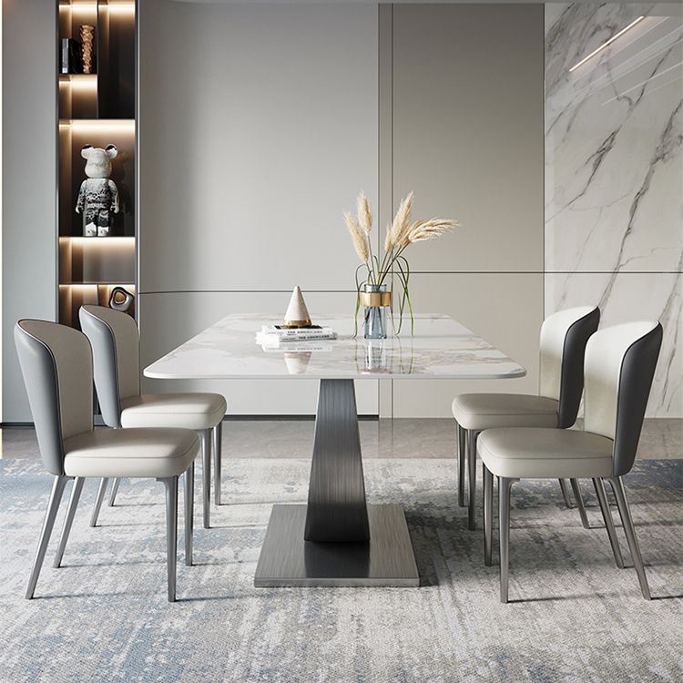 Nordic 1/4/5/7 Pieces Rectangle Dining Set Sintered Stone Top Table with Leather Chairs Clearhalo 'Dining Room Sets' 'Dining Tables & Seating' 'dining_room_set' 'furn' 'furn_dining_room_set' 'Furniture' 'furniture_dining_room_set' 'Kitchen & Dining Furniture' 'kitchen&dining_furn' 'kitchen' 1200x1200_79a55649-583d-4d41-b713-660bfd58b38a