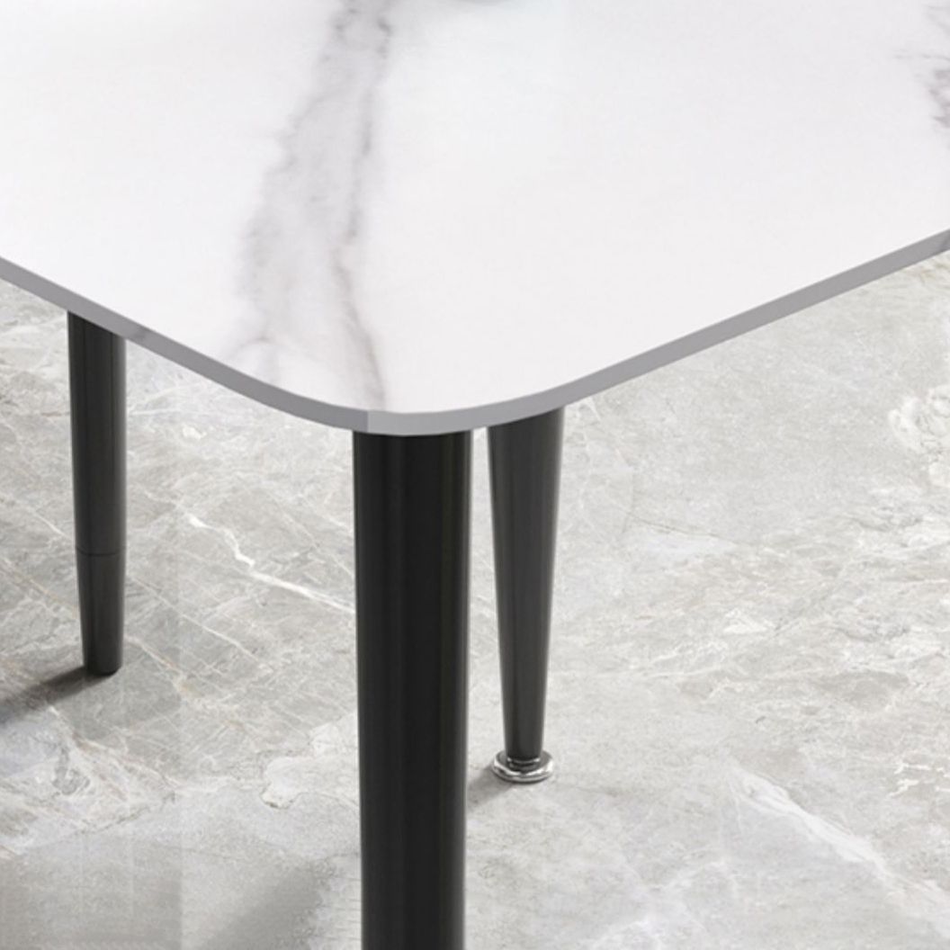 Square Sintered Stone White Dining Table Industrial 4 Legs Table for Dining Room Clearhalo ' dining_table' 'Dining Tables & Seating' 'Dining Tables' 'furn' 'furn_dining_table' 'Furniture' 'furniture_dining_table' 'Kitchen & Dining Furniture' 'kitchen&dining_furn' 'kitchen' 'kitchen_dining_table' 1200x1200_79a5963d-4b54-4006-ad96-6f2551205722