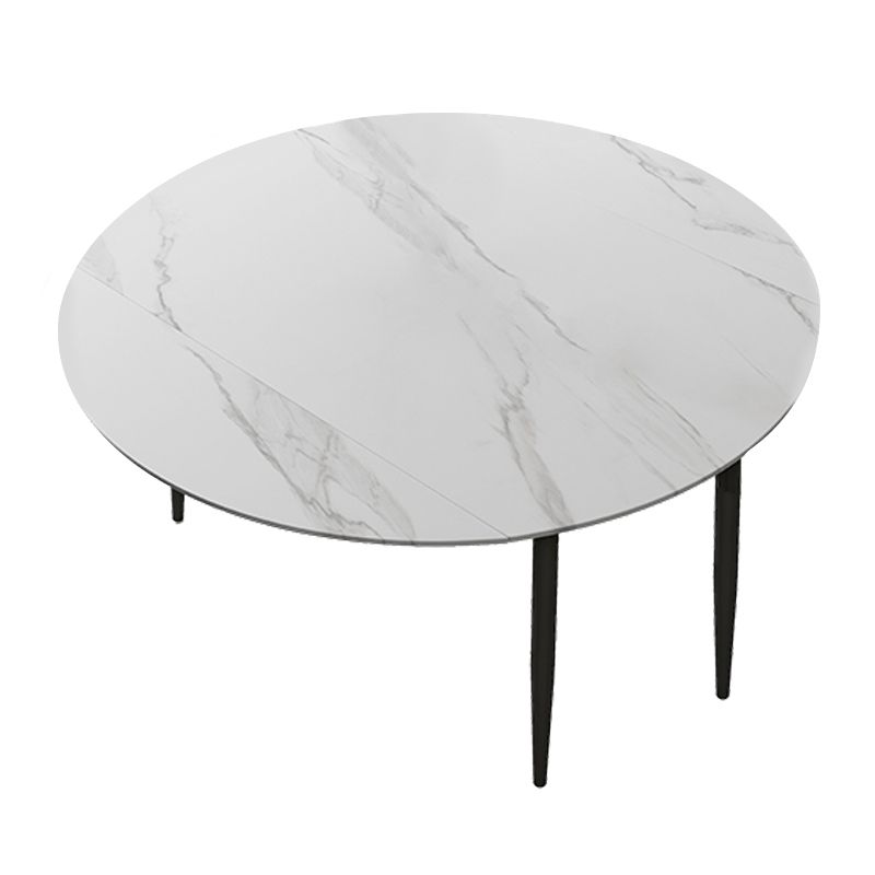 Modern Style Round 4 Legs Table Stone Dining Room Home Furniture with Drop-Leaf Clearhalo ' dining_table' 'Dining Tables & Seating' 'Dining Tables' 'furn' 'furn_dining_table' 'Furniture' 'furniture_dining_table' 'Kitchen & Dining Furniture' 'kitchen&dining_furn' 'kitchen' 'kitchen_dining_table' 1200x1200_79a69c50-82d4-4166-97a3-b50a4189bae9