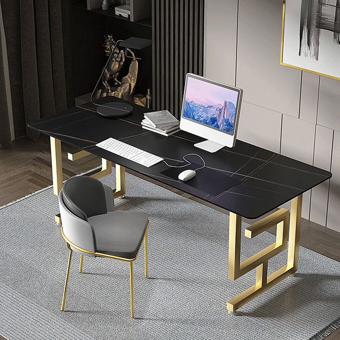 Rectangular Home Office Writing Desk Industrial Style Sled Office Desk Clearhalo 'furn' 'furn_office_desk' 'Furniture' 'furniture_office_desk' 'Office Desks' 'Office Furniture' 'office_desk' 1200x1200_79a8e14a-fe4c-4f13-917e-da9689328b6f