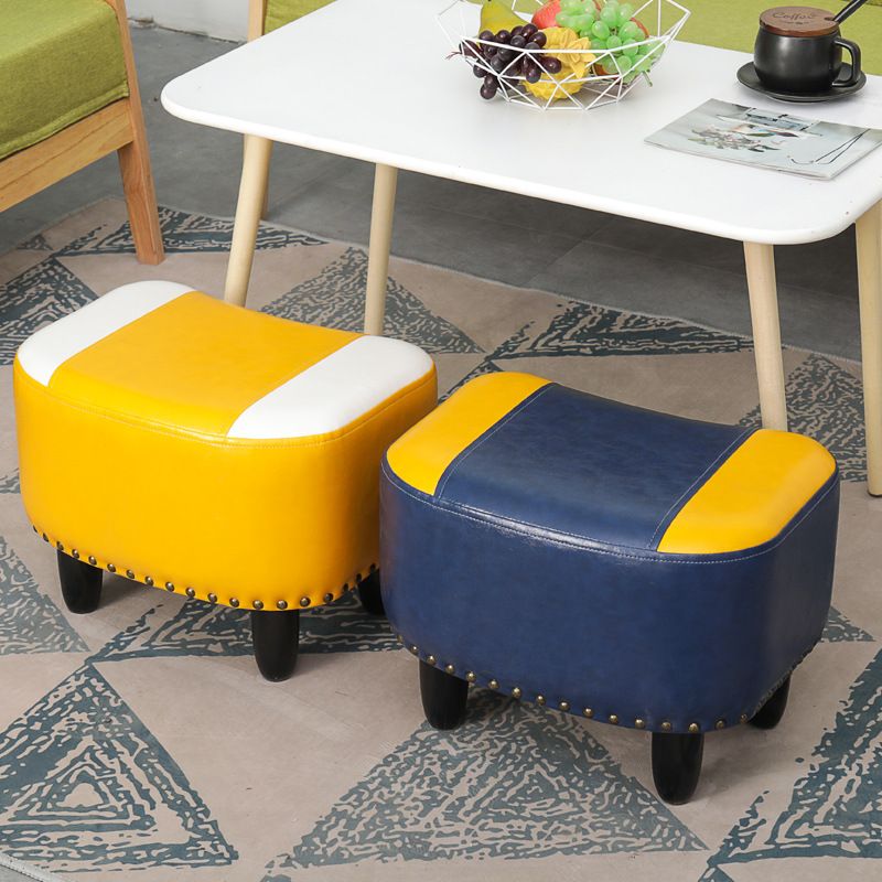 Nailhead Trim Ottoman Leather Special Shape Contrast Color Stain Resistant Ottoman Clearhalo 'furn' 'furn_ottomans_poufs' 'Furniture' 'Living Room Furniture' 'Ottomans & Poufs' 'ottomans_poufs' 1200x1200_79a9078f-57b0-43ac-84af-74c9bf531852