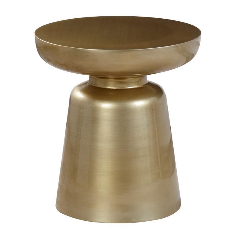 16.9" Tall Modern Mental Pedestal Side Table Solid Color Round Top End Table