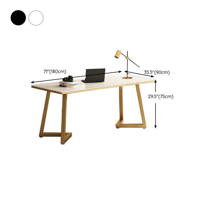 29"H Glam Writing Desk Rectangular Office Desk with Metal Legs Clearhalo 'furn' 'furn_office_desk' 'Furniture' 'Office Desks' 'Office Furniture' 'office_desk' 1200x1200_79ab9138-5bb9-47cc-b1ed-1806cdc2460e
