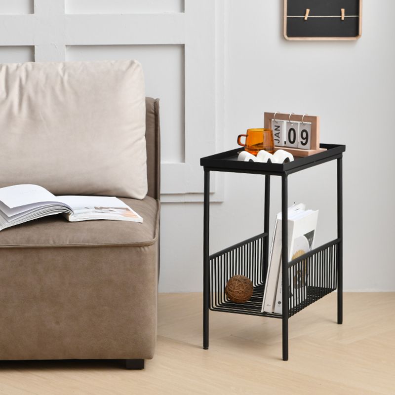 Contemporary Metal End Table Tray Top Accent Side Table with Storage Clearhalo 'Coffee & Accent Tables' 'End & Side Tables' 'end_side_tables' 'furn' 'furn_end_side_tables' 'Furniture' 'Living Room Furniture' 1200x1200_79ac824d-918d-4e7d-a137-53090c97b715
