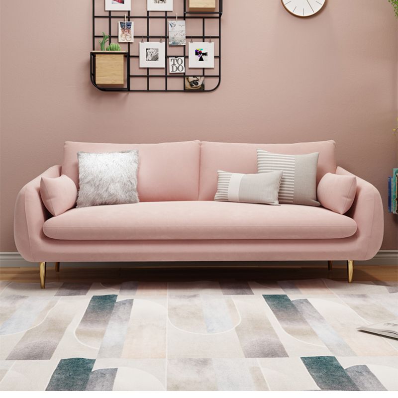 Sofá de terciopelo contemporáneo con cojín de almohadas para apartamento