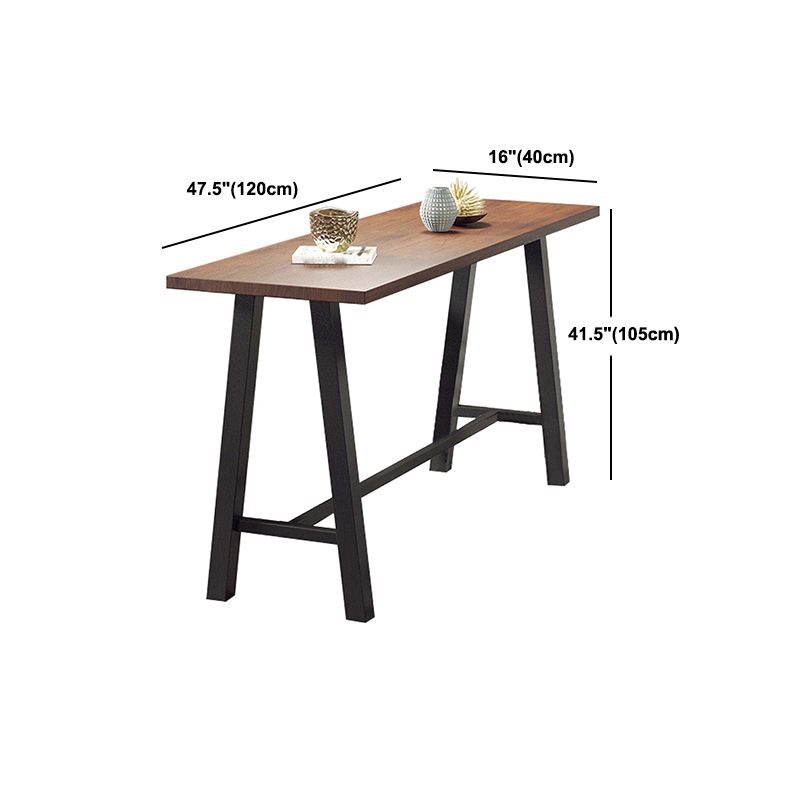 Industrial Black Metal Frame Bistro Table Brown Pine Wood Top Bar Table Clearhalo 'Bar Furniture' 'Bar Tables' 'bar_tables' 'furn' 'furn_bar_tables' 'Furniture' 'Kitchen & Dining Furniture' 1200x1200_79af9e9b-b536-42c2-aee1-1625e2784f81