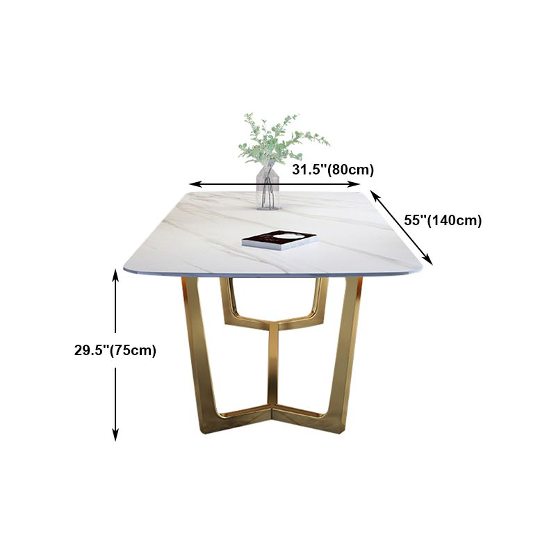 Rectangle Shape Glam Dining Table White Fixed Table with Sintered Stone Clearhalo 'Dining Tables & Seating' 'Dining Tables' 'dining_table' 'furn' 'furn_dining_table' 'Furniture' 'furniture_dining_table' 'Kitchen & Dining Furniture' 1200x1200_79b262cc-794c-420b-9c41-9ca8fdc927cb