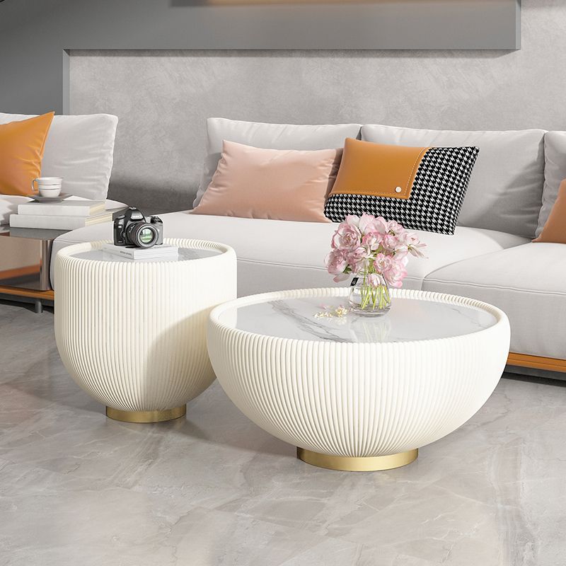 Glam Cocktail Table White Round Pedestal Coffee Cocktail Table Clearhalo 'Coffee & Accent Tables' 'Coffee Tables' 'coffee_tables' 'furn' 'furn_coffee_tables' 'Furniture' 'Living Room Furniture' 1200x1200_79b4bc79-212e-4f36-a81d-f53ebb7c7a7c
