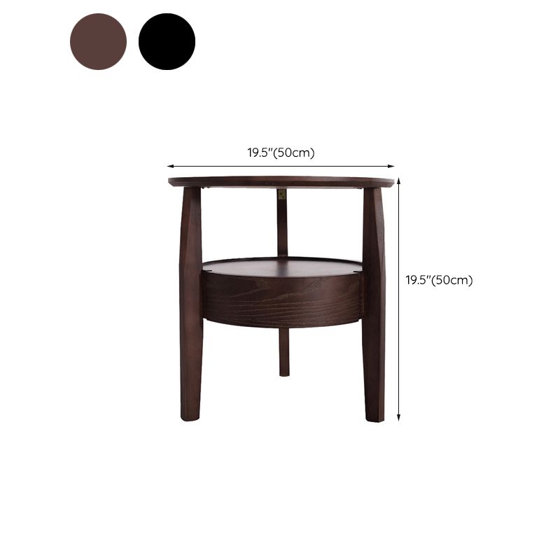 Modernistic Living Room Round 1-Drawer 3 Legs Solid Wood End Table