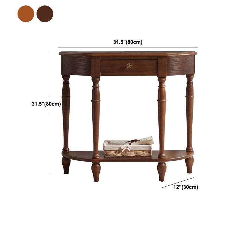 ゴム製ウッドコンソール表12 "wホールのためのミッドセンチュリーモダンハーフムーンアクセントテーブル