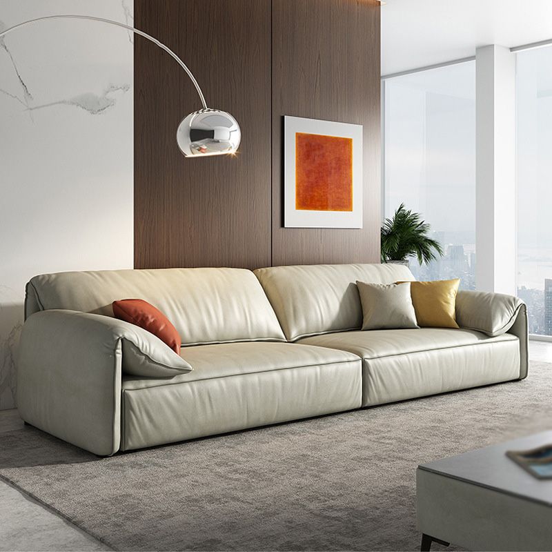 Modern Style with Pillow Armrest and Cushioned Seat Down/cotton Padded White Sofa Clearhalo 'furn' 'furn_sofas' 'Furniture' 'furniture_sofas' 'kitchen' 'kitchen_sofas' 'Living Room Furniture' 'Sofa' 'sofas' 1200x1200_79b6ca2b-ab55-43e6-bff6-51bb25a40108