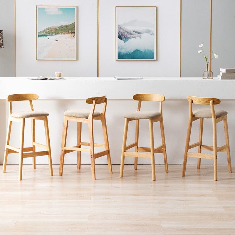 Scandinavian Upholstered Low Back Footrest Stool Matte Finish Rubberwood Barstool Clearhalo 'Bar Furniture' 'Bar Stools' 'bar_stools' 'furn' 'furn_bar_stools' 'Furniture' 'furniture_bar_stools' 'Kitchen & Dining Furniture' 1200x1200_79ba2179-d345-4d5d-9b6d-eb8050b9215f