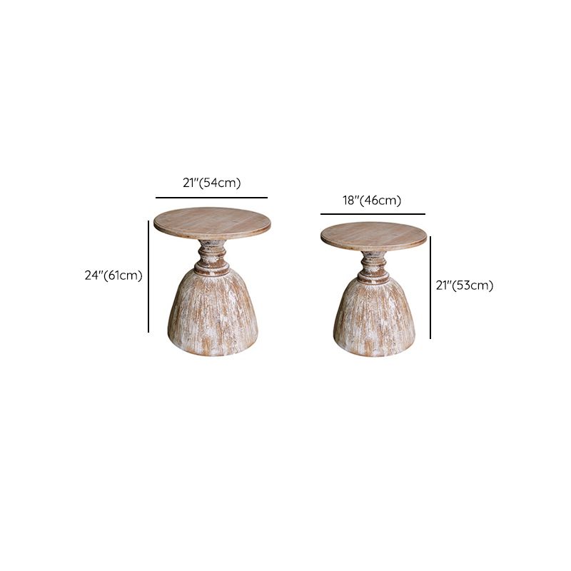 Tavolo laterale rotondo rustico in legno solido Fine laterale del piedistallo