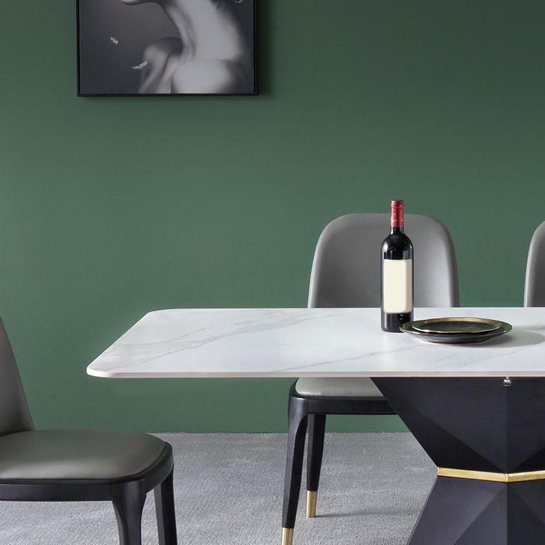 Modernes rechteckiges Esstisch-Set aus gesintertem Stein, 1/4/5-teilig, Esszimmer-Set für den Heimgebrauch