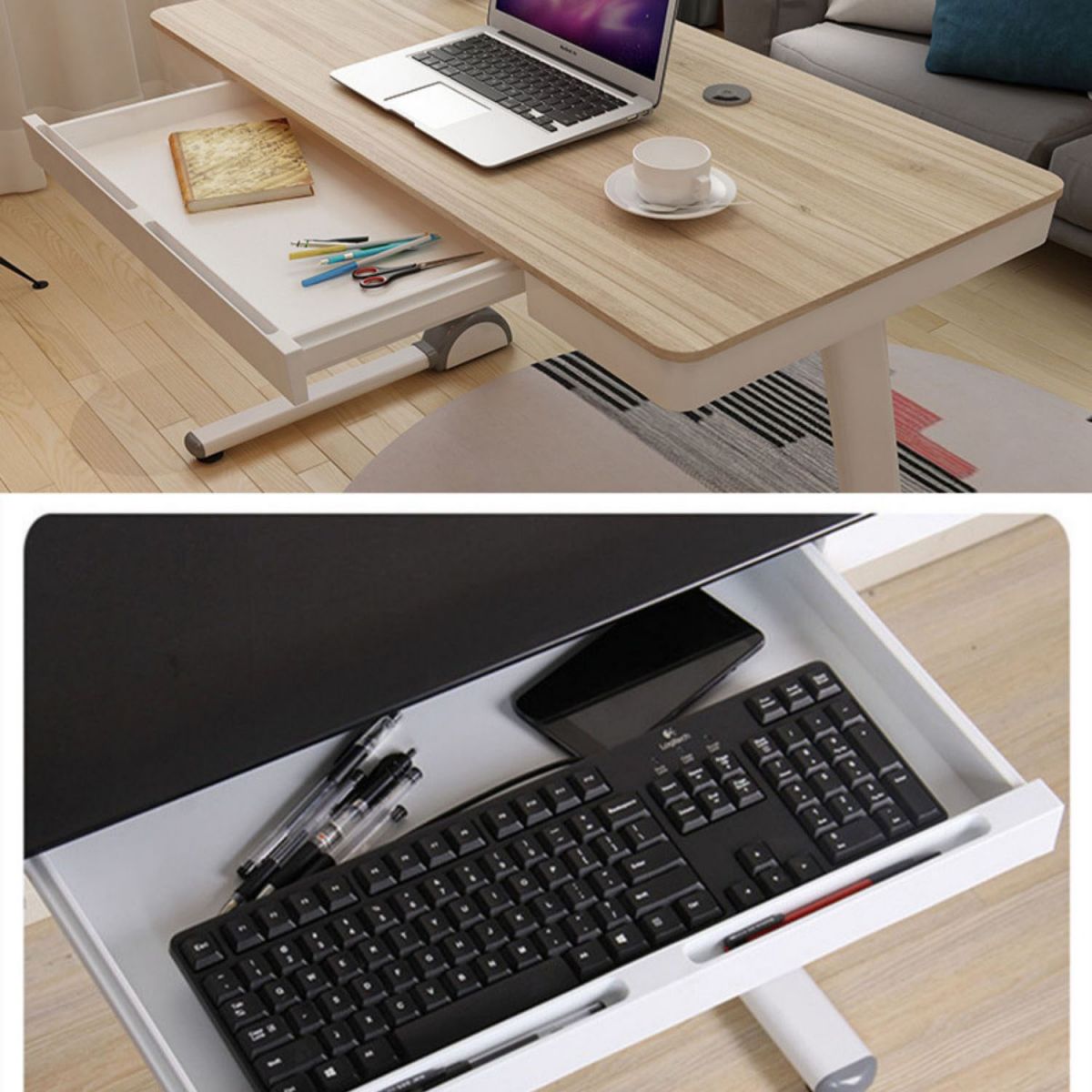 Hight Adjustable Writing Desk Bedroom White Trestle Table Leg Rectangular Desk Clearhalo 'furn' 'furn_office_desk' 'Furniture' 'furniture_office_desk' 'Office Desks' 'Office Furniture' 'office_desk' 1200x1200_79bf4033-d451-4f58-9f25-3b1915154294