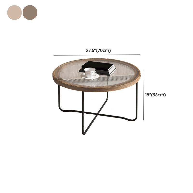Round Glass Top Coffee Table Set Frame Cocktail Table with Wood Accent Clearhalo 'Coffee & Accent Tables' 'Coffee Tables' 'coffee_tables' 'furn' 'furn_coffee_tables' 'Furniture' 'Living Room Furniture' 1200x1200_79c069d6-768a-4fa7-a438-11f9687e07c5