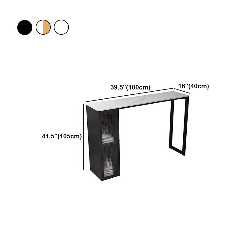 White Modern Style Table in Faux Marble and Metal with Shelf Bar Table Clearhalo 'Bar Furniture' 'Bar Tables' 'bar_tables' 'furn' 'furn_bar_tables' 'Furniture' 'furniture_bar_tables' 'Kitchen & Dining Furniture' 1200x1200_79c0d22d-1587-41d3-bb67-a9d5a4ae97e0